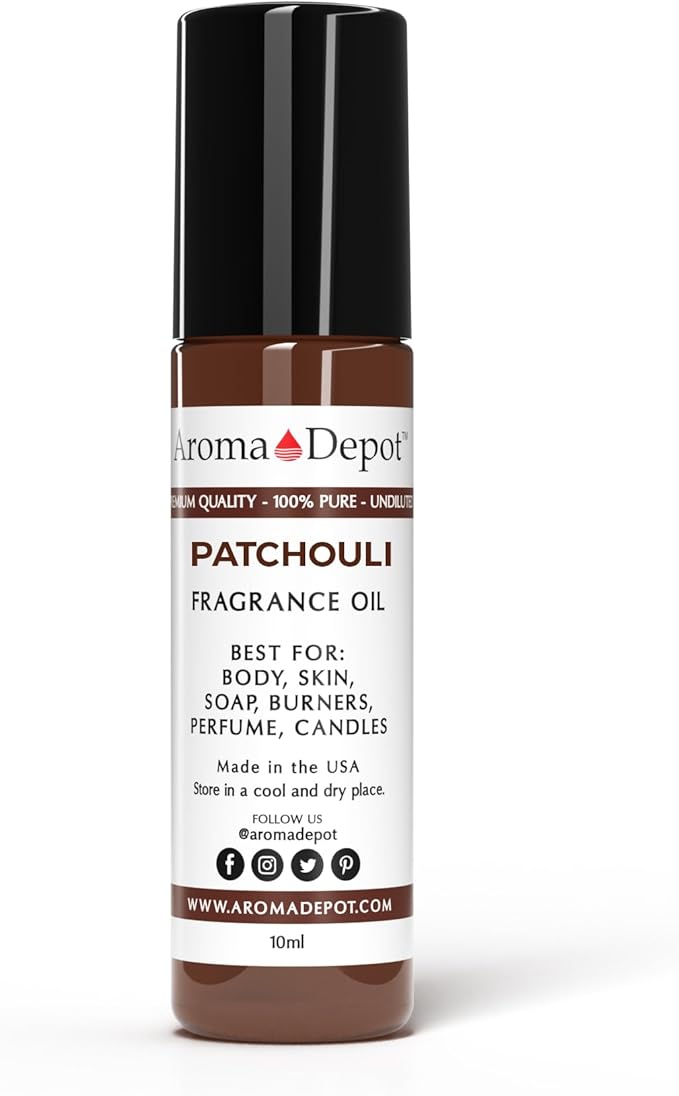Aroma Depot Patchouli 10 ml Fragrance Oil I Perfume I Skin Oil I Scented Oil. DIY Projects Such as Candles, Bath Bombs, Body Butters, Creams & Lotions. Few Drops in The Diffuser, Burners, or Warmers.