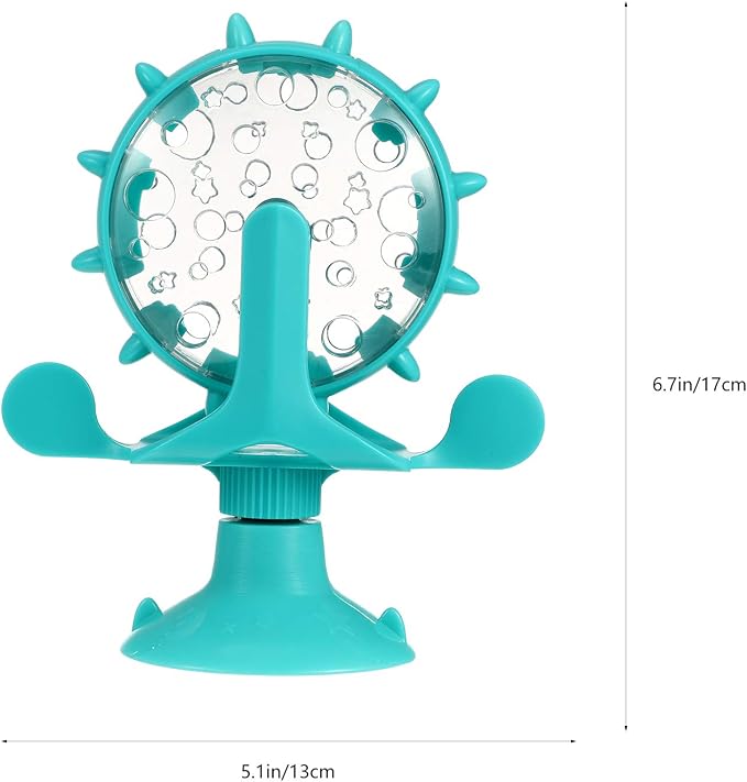 Ipetboom Cat Feeding Toy Rotating Windmill Treat Dispenser Pet Slow Food Toy with Leakage Hole Interactive for Cats and Puppies Vertical Spinning Food Wheel 5.11X1.57X6.69in