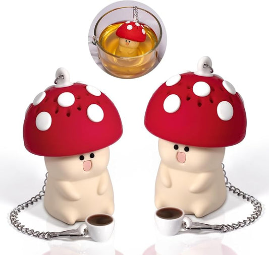 2PCS Mushroom Tea Infusers Tea Strainers For Loose Tea Mushroom Gifts