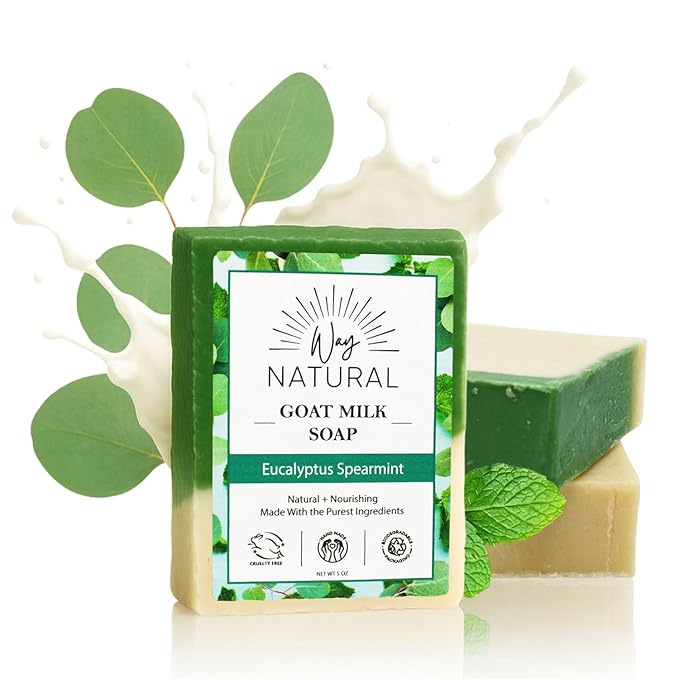 Eucalyptus Spearmint Soap Bar (3 Pack) - Goat Milk Soap for Men & Women - Natural, Handmade w/Real Milk - Dry Skin, Hands/Body - Premium, Gentle, No Dyes - (Large, 5oz)