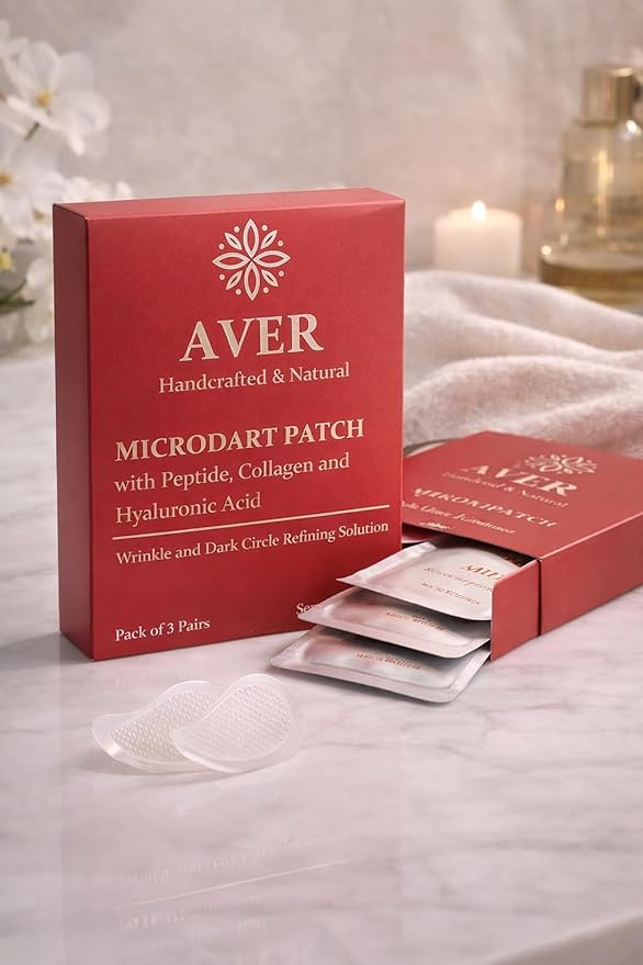 AVER Serum-Infused Under Eye Patches for Fine Lines, Wrinkles, Puffiness & Dark Circles | Peptide, Collagen, Hyaluronic Acid, Panthenol & Niacinamide | Hydrates, Brightens & Firms | 3 Pairs