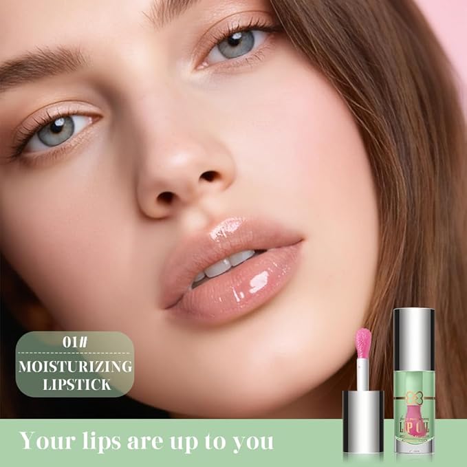 Hydrating Lip Oil, Nourishing Lip Lacquer with Non-Sticky Formula, Color Changing, 0.35 Ounce (1#, 1 Count (Pack of 1))