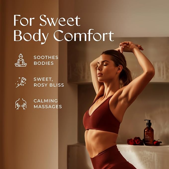 Gya Labs Rose Massage Oil - 6.76 Fl Oz - Non-Greasy Formula for Sore Muscles, Deep Relaxation & All Skin Types - Suitable for Men & Women