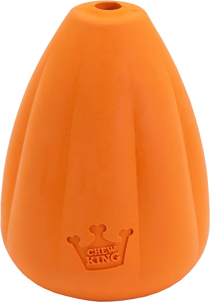 Chew King by Mammoth Premium Treat Dog Toy, Extremely Durable Natural Rubber Toy, Bacon Flavored Dog Treater, Medium - Orange