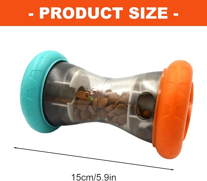Dog Puzzle Toys for Boredom, 5.9in Bite Resistant ABS Treat Dispensing Ball Toy, Interactive Food Dispenser Slow Feeder with Mechanical Rolling Bell for Pet Training