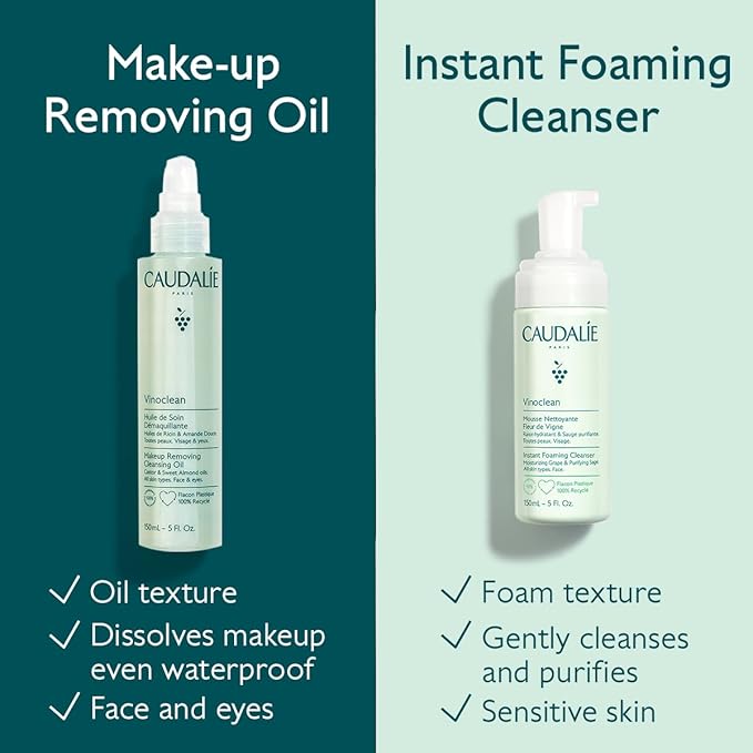 Caudalie Vinoclean Gentle Instant Foaming Facial Cleanser for All Skin Types - 50 mL