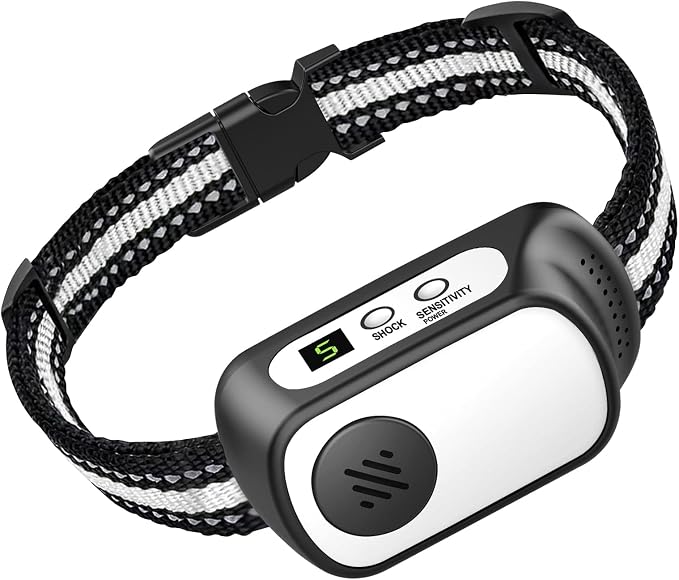 Dog Bark Collar for Large Medium Small Dogs, Rechargeable Smart Bark Collar, Anti Barking, Humane Dog Training Device with 5 Adjustable Sensitivity Beep Vibration