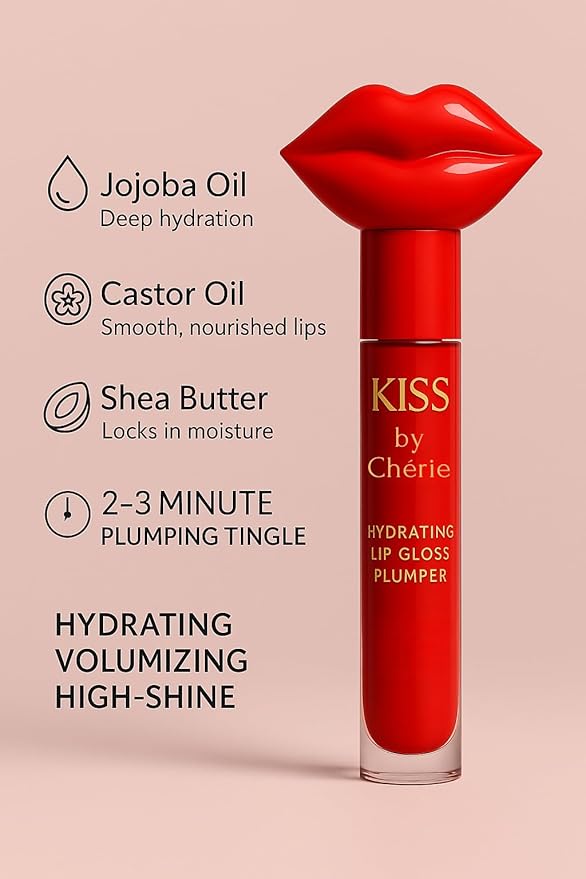 Hydrating Lip Gloss Plumper - Instant Tingling Effect for Fuller, Smoother Lips | High Shine, Non-Sticky Formula with Jojoba, Castor & Shea Oils - 6ml / 0.2 fl oz