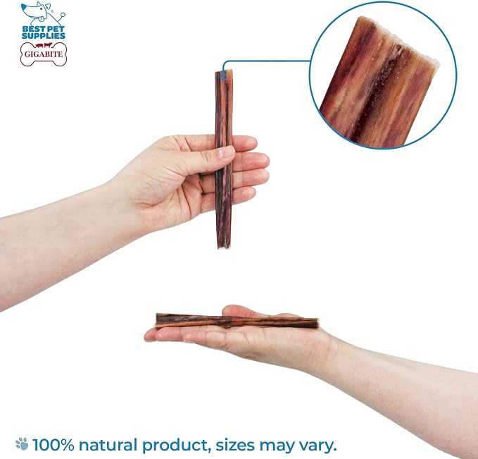 GigaBite Beef Esophagus Dog Treats Sticks - 6 Inch , 18 Pack | All Natural, Single-Ingredient Beef Gullet Chews, High Protein, Rawhide Free, Supports Dental Health