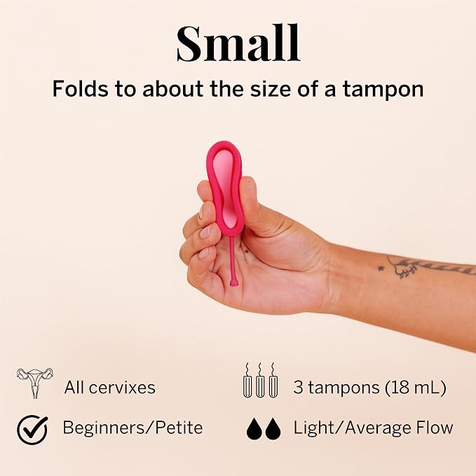 Pixie Menstrual Disc for Feminine Care - Ranked 1 for Best Tampon Alternative Period Disc - 100% Medical-Grade Silicone - Removes Like a Tampon - Wear 12 Hours - Capacity of 3 Tampons (Small)