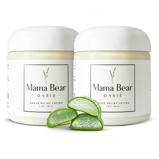 Mama Bear Oasis Lotion - Neuropathy Nerve Therapy & Relief Cream - Maximum Strength Relief Cream for Foot, Hands, Legs, Toes Includes Magnesium, Arnica, Vitamin B6, Aloe Vera, MSM (Pack of 2)