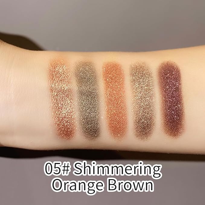 High Pigment Glitter Shimmer Eyeshadow Palette–Sparkly Metallic Eye Makeup in Rose Quartz, Silver Champagne, Coral Pink, Taupe Gold&Plum Silver Shades, Long-Lasting Festival Party Eye Glitter Palette