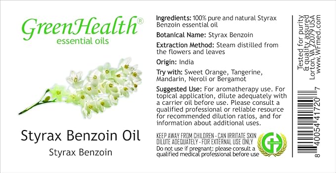 16 fl oz - Styrax Benzoin Oil (100% Pure & Uncut), Aluminum Bottle - GreenHealth