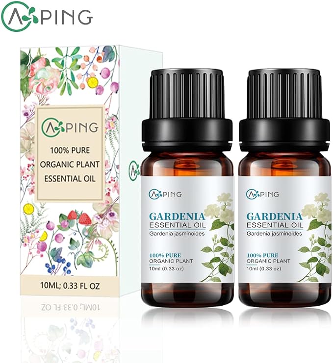 2-Pack Gardenia Essential Oil - 100% Pure Organic Natural Plant (Gardenia jasminoides) for Diffuser, Aroma, Spa, Massage, Yoga, Perfume, 2x10ML