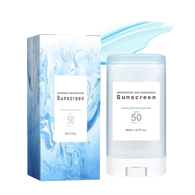 Suncream Stick with Centella SPF50+ PA++++ Moisturizing Sun Stick Waterproof Lightweight UVA UVB Protection Broad Spectrum Sunblock Sticks for Face and Body (1pc)