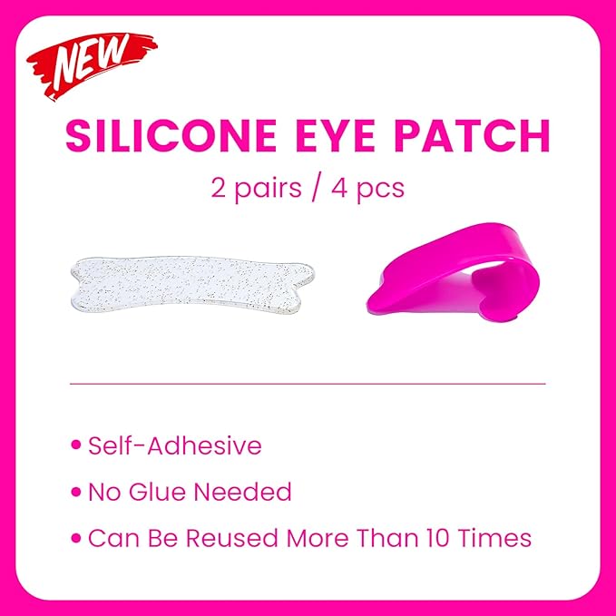 PERMANIA Under Eye Patch Silicone 4 Pcs for Korean Lash Lift & Lash Extensions Remover, Reusable and Soft Makeup Beauty Tool (Rose+Transparent)