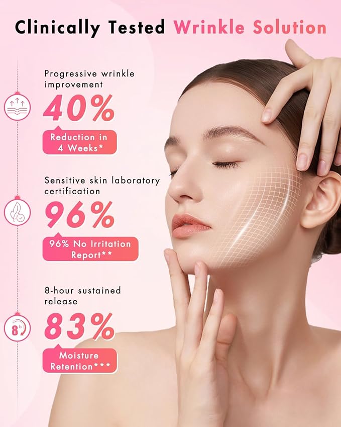 UKVOA Forehead Wrinkle Patches & Smile Line Patches, Overnight Facial Wrinkle Treatment with Hyaluronic Acid, Aloe, Collagen & Vitamin E to Lift Smile Lines for Women 36pcs with Vitamin C Serum