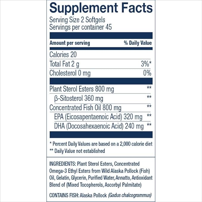 Wiley's Finest Wild Alaskan Fish Oil Cholesterol Support - Heart Health Supplement for Men and Women - 560mg Omega-3s - 90 Softgels (45 Servings)