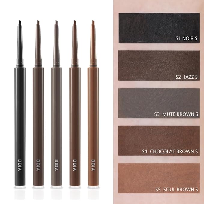 BBIA Last Auto Gel Eyeliner SLIM 5 Colors – Ultra-Fine Waterproof Mechanical Gel Eye Liner Pencil Smudge-Proof Easy Drawing Smooth Gliding Texture Vegan Korean Eye Makeup (S3 MUTE BROWN SLIM R)