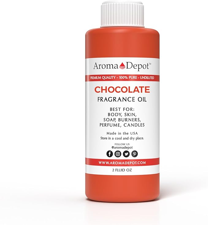 Aroma Depot Chocolate 2 oz. Fragrance Oil Perfume Skin Oil, Scented, is Great for Candles, Bath Bombs, Body Butters, Creams & Lotions. Few Drops in The Diffuser, Burners, or Warmers.