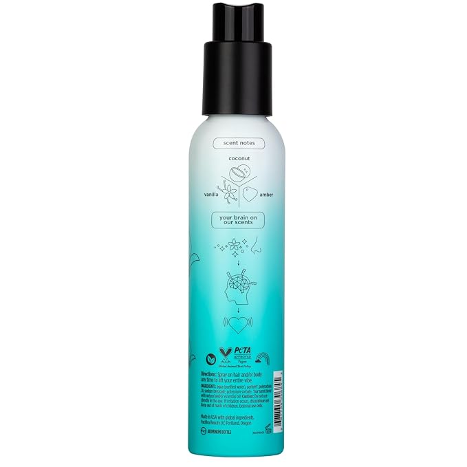 Pacifica Indian Coconut Nectar Hair Mist Perfume & Full Body Spray for Women - Body Mist Fragrance w/Tiare, Sugar, Vanilla, Almond & Amber Clean Beauty Alcohol-Free, Vegan & Cruelty-Free, 5 Oz