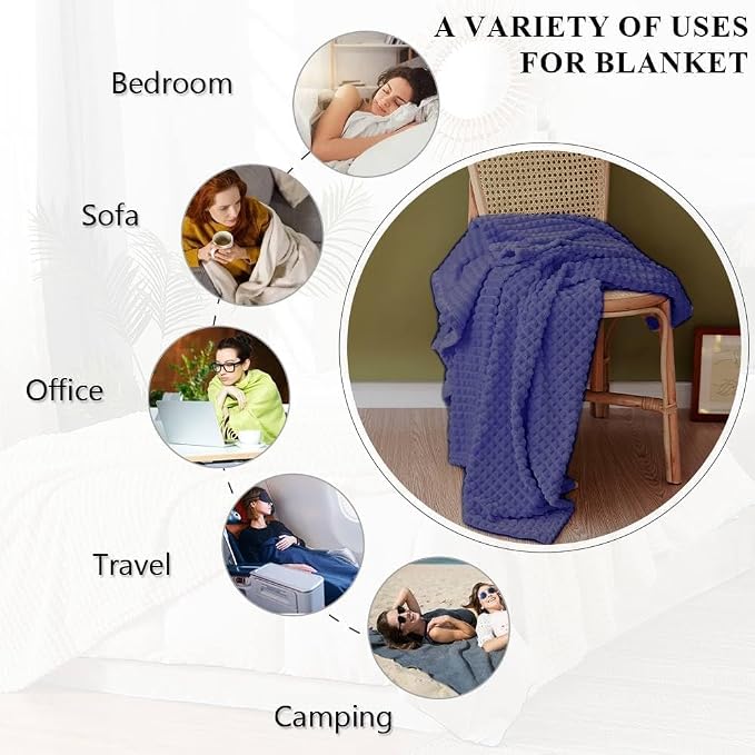 Simple&Opulence Very Peri Throw Blanket for Couch-Super Soft Fluffy Blankets for Women 50x70 Inches Cozy Lightweight Fleece Blanket for Home Decor