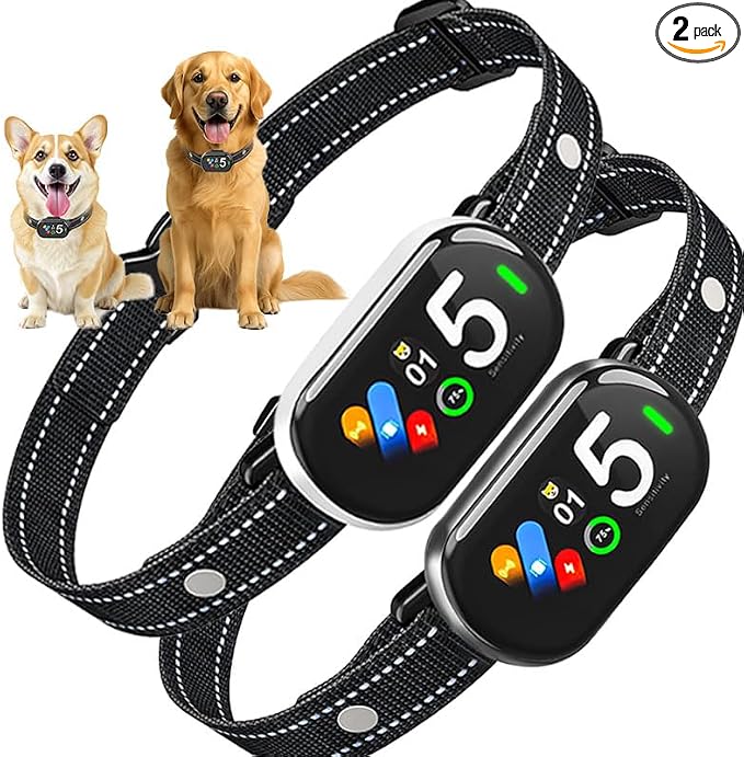 Bark Collar 2 Pack, Bark Collar for Large Medium Small Dog, Automatic Bark Shock Collar Small Dogs 5-15lbs, Anti Barking Collars Device for Dogs, No Bark Collars, Dog Training Collar (Silver Grey)