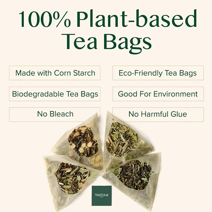 VAHDAM, Assorted Green Tea Bags Sampler (5 Flavors, 20 Ecofriendly Pyramid Tea bags) I Gift Ideas for Women & Men | Himalayan Green Tea Varieties | Gluten Free & Non GMO | Gift Ideas for Him/Her