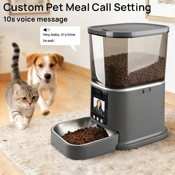 Automatic Cat Feeder with Camera Two-Way Video/Autio 5G WiFi, 5L | 3MP HD, Custom Voice, APP Control Automatic Dog Feeder with Night Vision, Cat Food Dispenser, Automatic Feeder Cat Dry Food