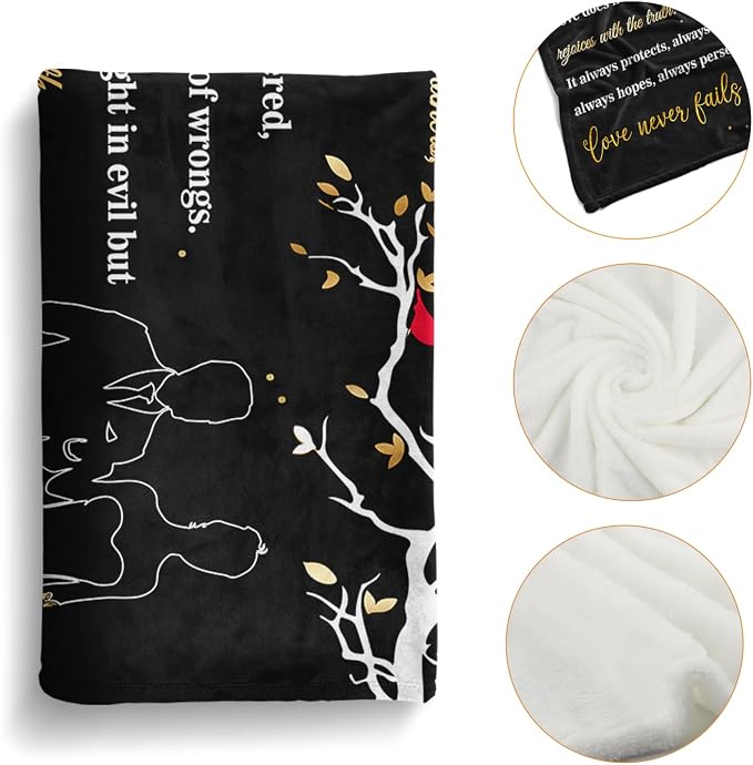 Wedding Gifts for Couples, Bridal Shower Gifts for Bride to Be Soft Blanket | Anniversary Mr and Mrs Gifts, Wedding Gifts for Newlyweds Wedding Throw Blanket 60*50 Inch (Black)