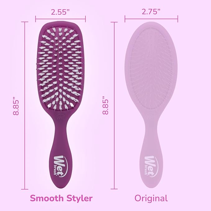 Wet Brush Smooth Styler Hair Brush, Purple Frost, Exclusive Ultra-soft IntelliFlex Bristles, Synthetic Boar Bristles, Shiny And Smooth, For All Hair Types, For Women, Men, Wet And Dry (Pack of 2)