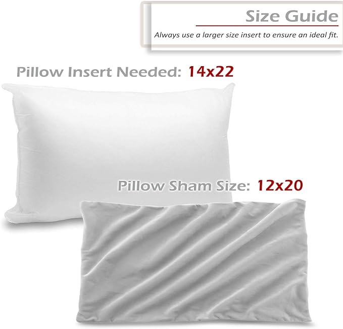 Throw Pillow Inserts Pack of 2 with Velvet Soft Solid Decorative Square Throw Pillow Covers Set for Sofa Couch Car Bedroom, 12X20 Throw Pillows Inserts with 12x18 Washable Cushion Covers, Light Grey