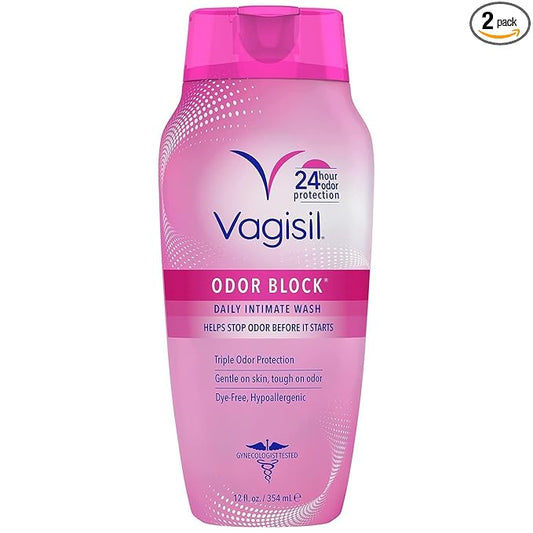 Vagisil Feminine Wash Bundle with Healthy Detox All Over Body Wash for Women, 12 Fl Oz and Odor Block Vaginal Wash, 12 oz