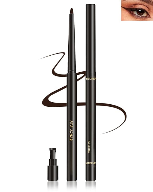 Brown Gel Eyeliner for Mature Women, Waterproof Smudge-proof Gel Eyeliner Pencil,Long Lasting Cream Matte Eye Liner Pen Retractable Eyebrow Makeup Pen with Built-in Sharpener for Older Women 1 Pc