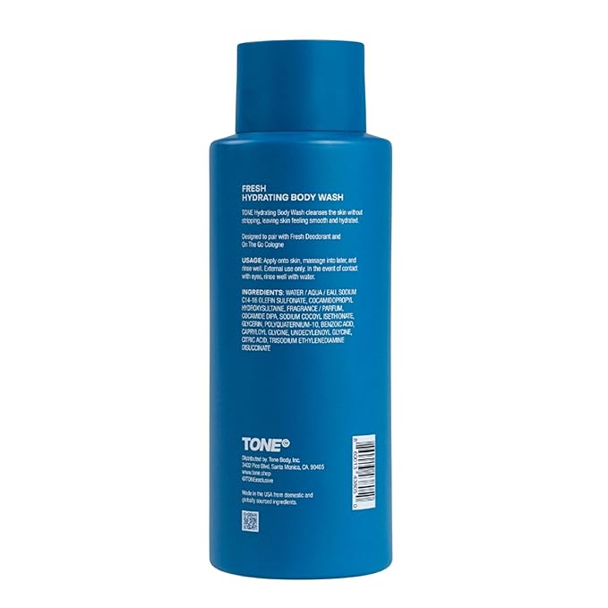 TONE Hydrating Body Wash for Men & Women, Fresh, Coconut-derived Cleansers Leaves Skin Clean, Moisturized & Refreshed, Long-lasting Iconic Scent, All Skin Types, Dermatologist-Tested, 16.9 oz