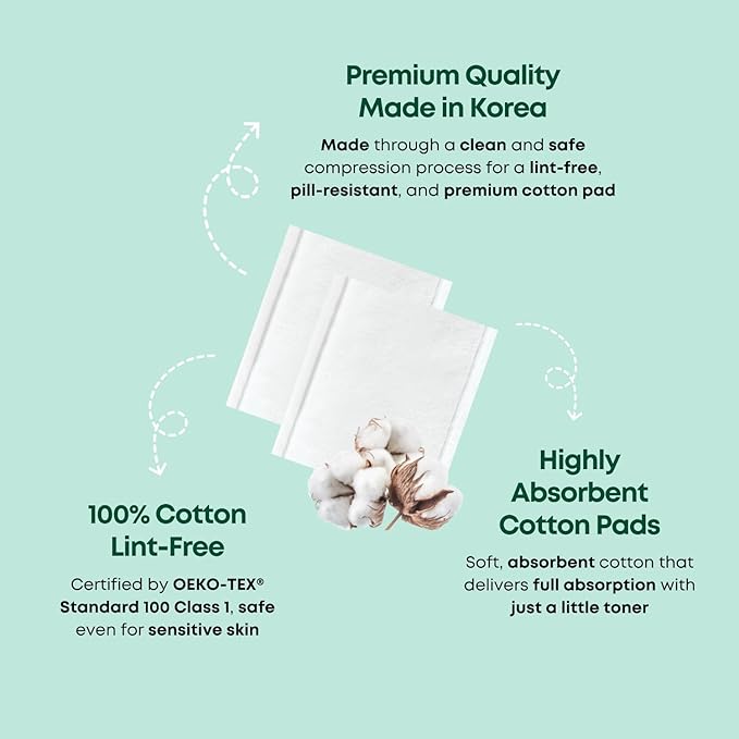 Pure Cotton Pads -100% Natural Cotton Pads for Makeup Removal and Skincare, Lint-Free, Vegan & Cruelty-Free, Premium Korean Facial Cotton, 80 Count