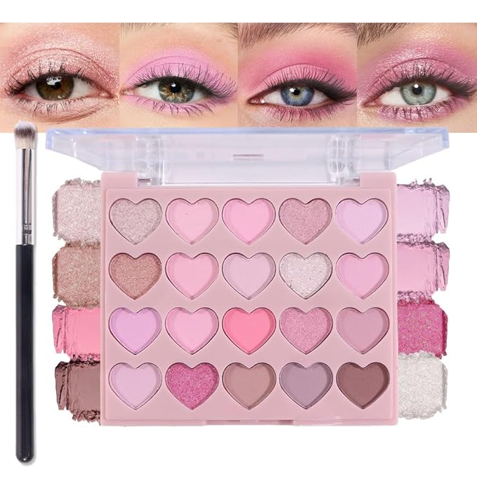 SUAKE Nude Pink Eyeshadow Palette, Matte & Shimmer, High Pigmented 20 Colors Brown Purple Eye Shadow Primers for Eye Makeup, Korean Powder Palet de sombras de ojos (02#-PINK-20 COLORS)