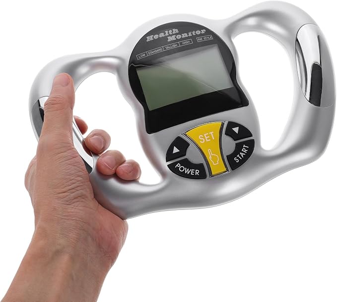 Body Fat Monitor with Handle Digital Body Fat Tester LCD Screen Portable for Home Fitness Health Assessment and Calorie Measurement