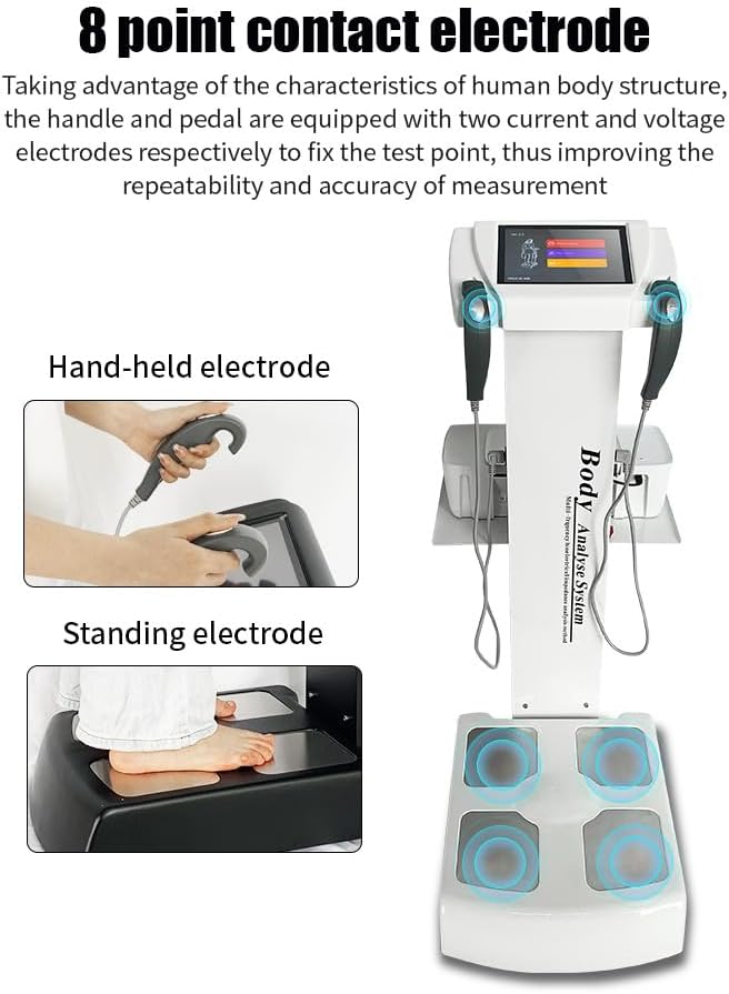 Body Fat Analyzer with Printer Human Body Composition Analysis Scanner with Muscle/Fat Analysis, Health Monitoring, Hydration Tracking & BMI Calculator for Home or Fitness Studio Use, White