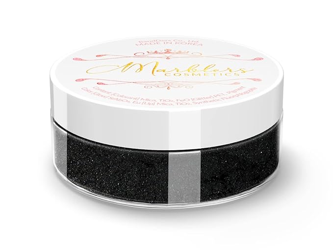 MARBLERS Fine Natural Mica Powder [True Black] 0.11oz (3g) | Highly Pigmented | Non-Toxic, Vegan, Cruelty-Free | Eyeshadow, Body Butter, Nail Polish, Nail Art | Party, Body, Face Makeup