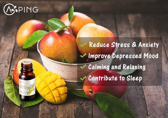 Peach & Mango Essential Oils - 100% Pure Organic Natural Plant Oils for Diffuser, Aroma, Spa, Massage, Yoga, Perfume, 2x10ML