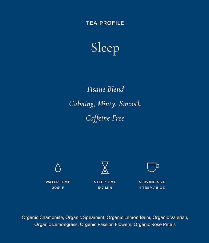 Art of Tea Organic Sleep Tea 1oz Loose Leaf Tea Tin, Chamomile, Spearmint & Valerian Herbal Tea, Caffeine Free Bedtime Tea, Wellness Tea Blend