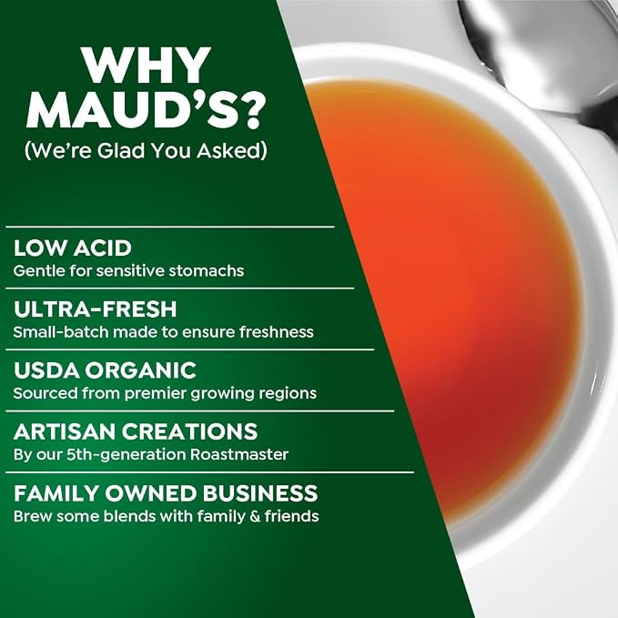 Maud's Organic Peppermint Tea Pods, 24 ct, Single Serve Pods – 100% Gourmet Blended Tea Leaves, Compatible with Keurig K Cups Maker