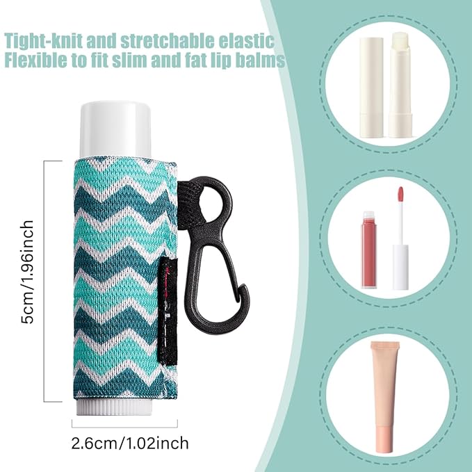 HEYSKAY 8PCS Lip Balm Holder Sleeves Keychain Bulk Compact Clip On Lipstick Holder Chapstick Holder Lip Gloss Holder Keychain Chapstick Elastic Sleeves