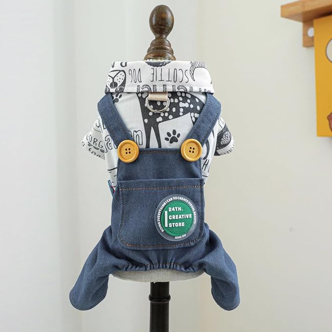 Dog Stylish Overalls Comfortable Puppy One Piece Outfits Summer Bib Overalls for Small Dogs Cute Pet Jumpsuit Onesie Chihuahua Yorkies Birthday Holiday Clothes Costume