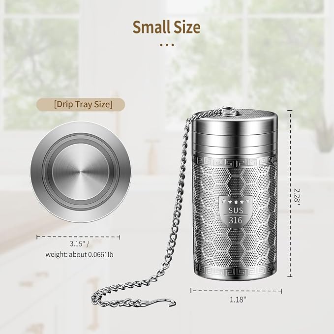 Tea Infuser (Set of 2) with Drip Dray - Ultra Fine Tea Strainer for Loose Leaf Tea - 316 Stainless Steel Tea Steeper (2Pack - Extra Small)