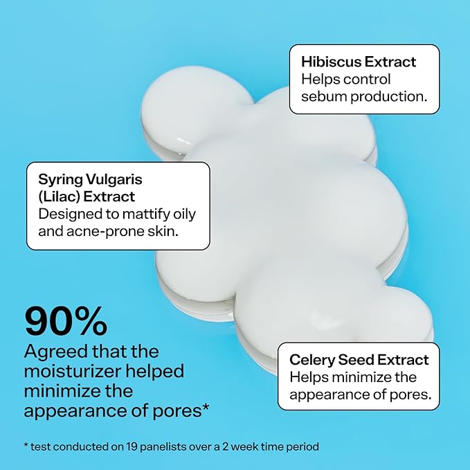 Bubble Skincare Cloud Surf Water Cream Face Moisturizer - Hydrating & Mattifying Moisturizer to Help Rebalance Oils and Minimize Pores with Celery Seed Extract - Suitable for Sensitive Skin (50ml)