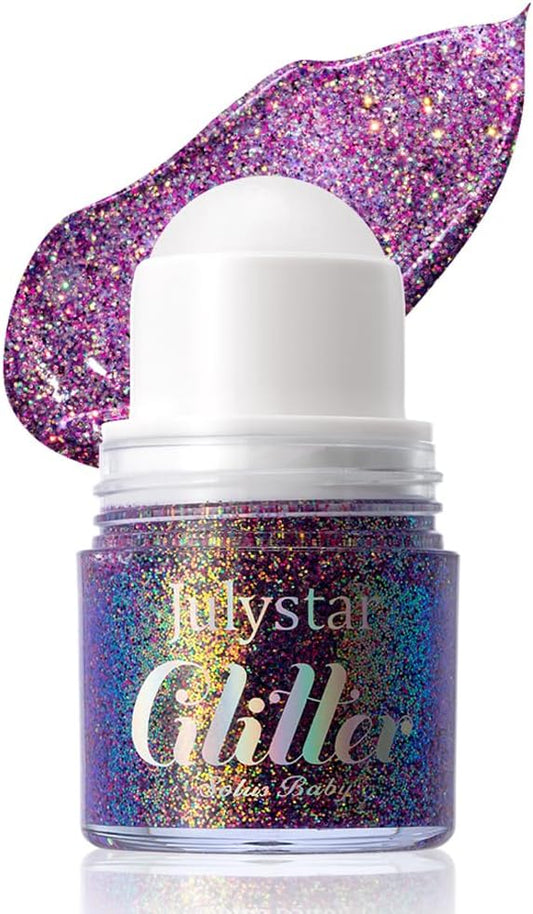 Roll-on Face Body Glitter Gel for Women Kids, Holographic Chameleon Color Glitter Gel Long Lasting Shimmer Makeup for Singer Concerts Music Festival Halloween Rave Accessories (#4 Stella Vault)