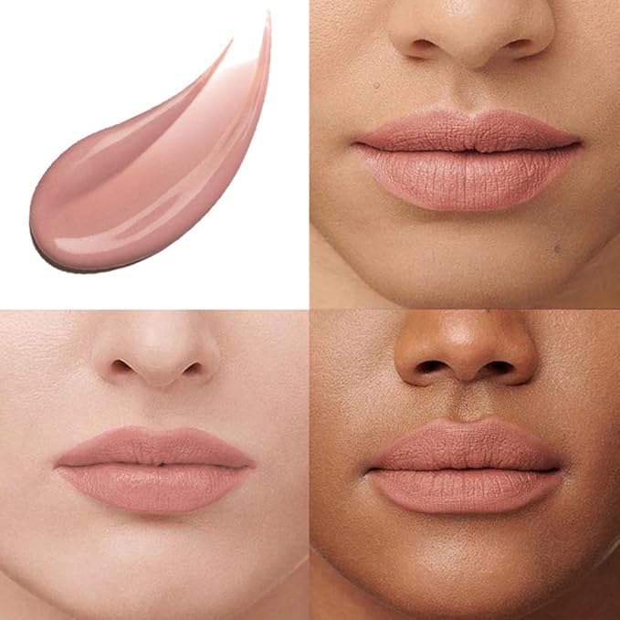 evpct 1Pcs Nude Matte Liquid Lipstick Lip Stain Sets for Women, Peony Flower Nude Brown Pink Matte+Lipstick Long Lasting Permanent 24 hr Hours Magic Lipstick 24 Hours original Waterproof, 01#