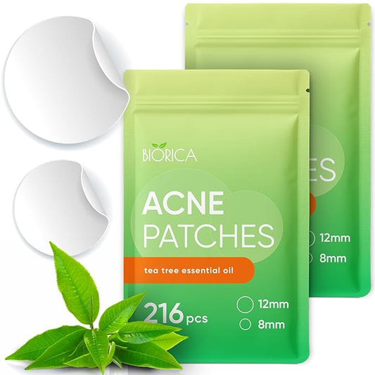 Pimple Patches for Face with Tea Tree Oil - 216 pcs. (2 pack) - Hydrocolloid Spot Patches, Pimple Dots, Pimple Stickers